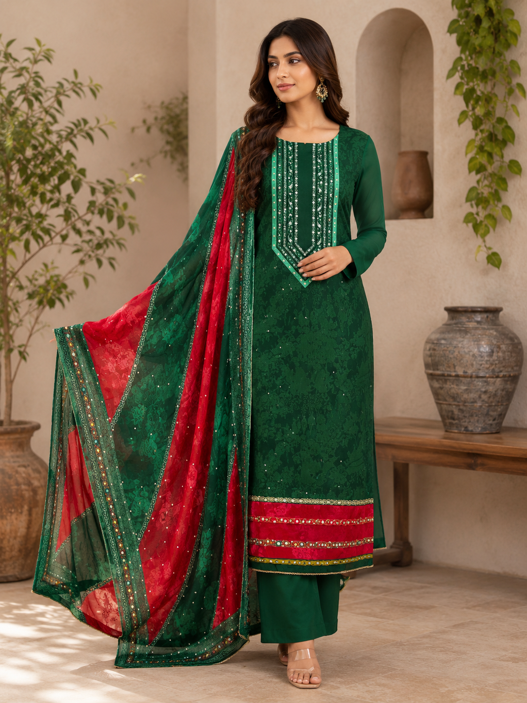 Elegant premium soft organza classy suit