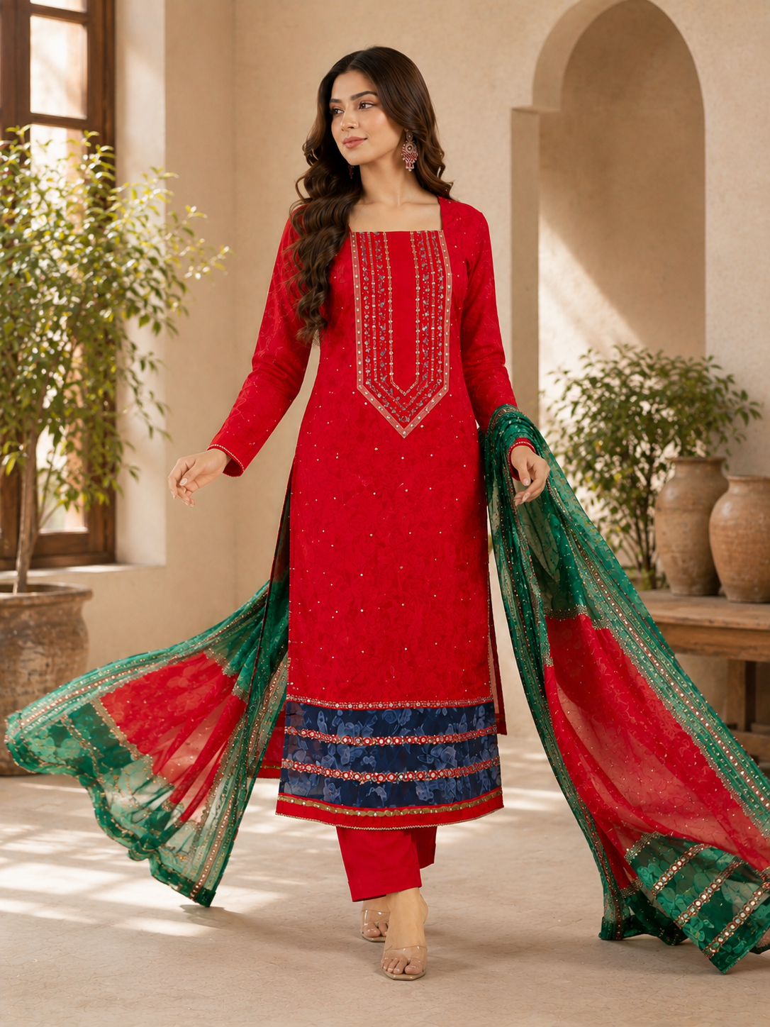 Elegant premium soft organza classy suit