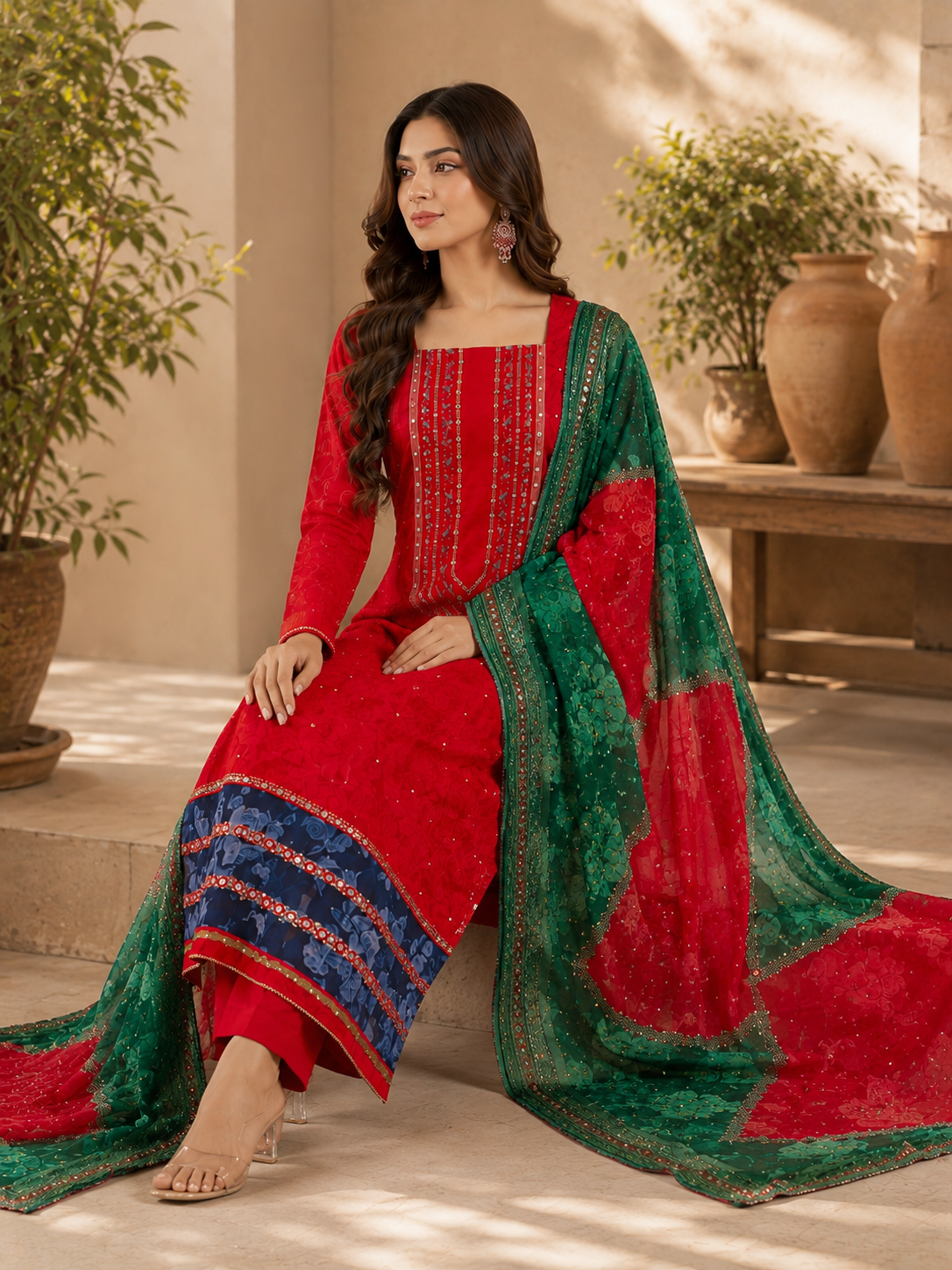 Elegant premium soft organza classy suit