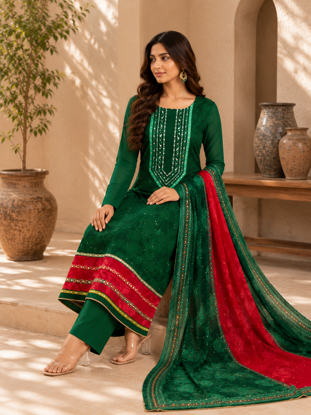 Elegant premium soft organza classy suit