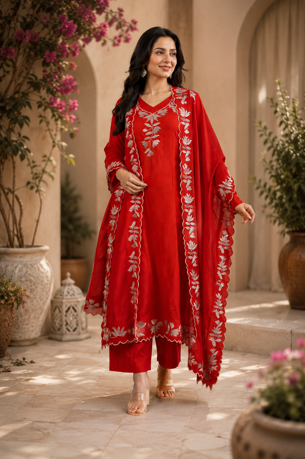 Vichitra silk unstitched designer suit