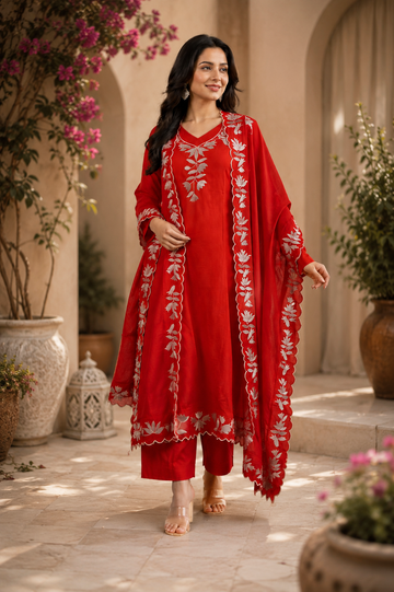 Vichitra silk unstitched designer suit