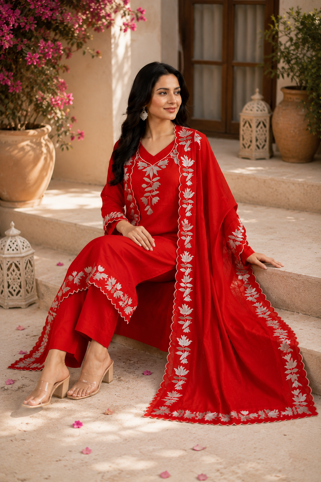 Vichitra silk unstitched designer suit