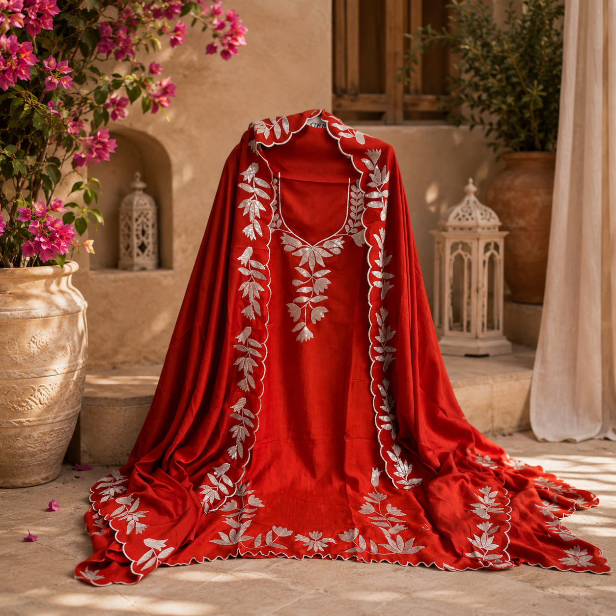 Vichitra silk unstitched designer suit