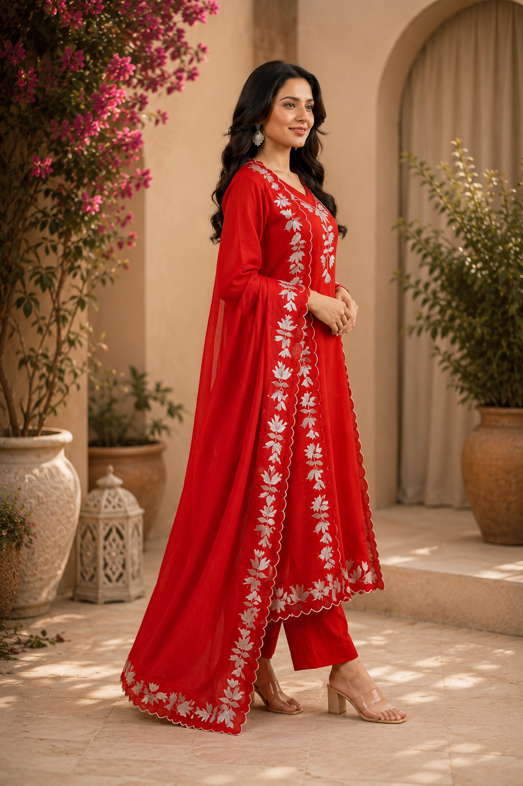 Vichitra silk unstitched designer suit