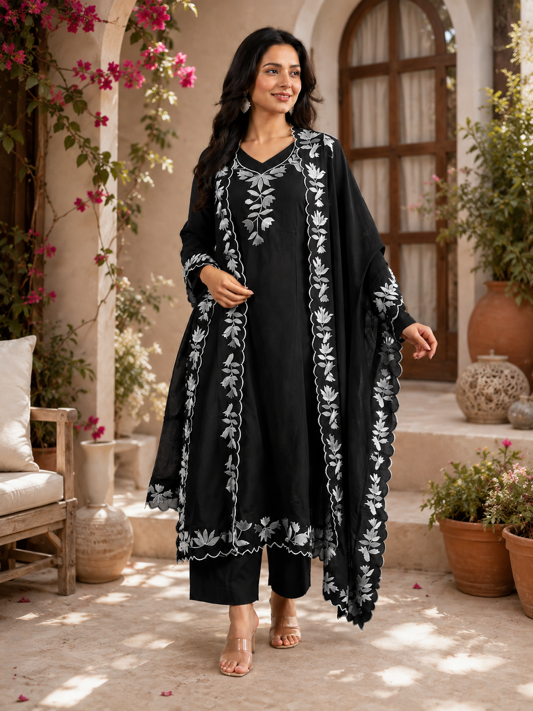 Vichitra silk unstitched designer suit