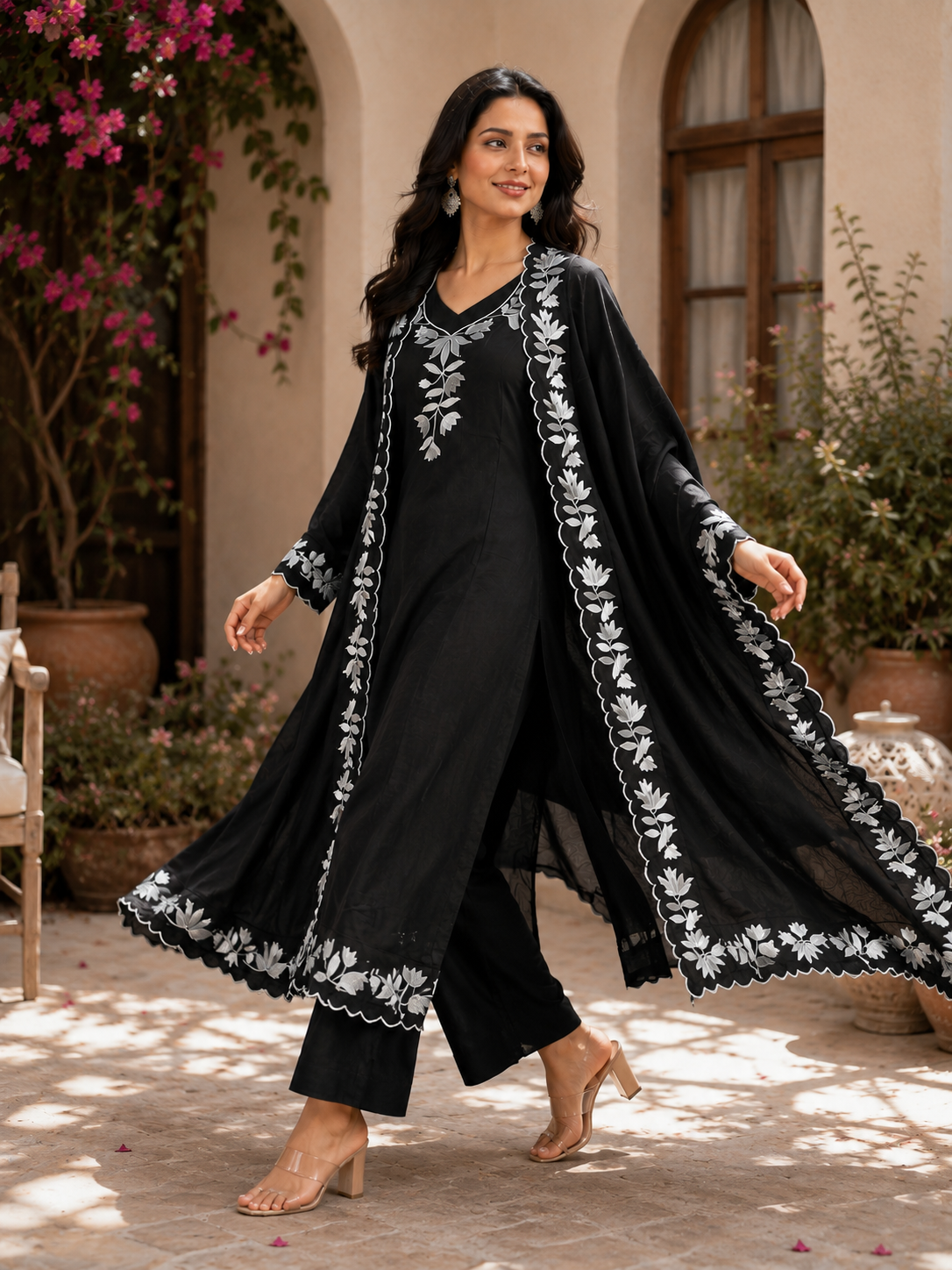 Vichitra silk unstitched designer suit