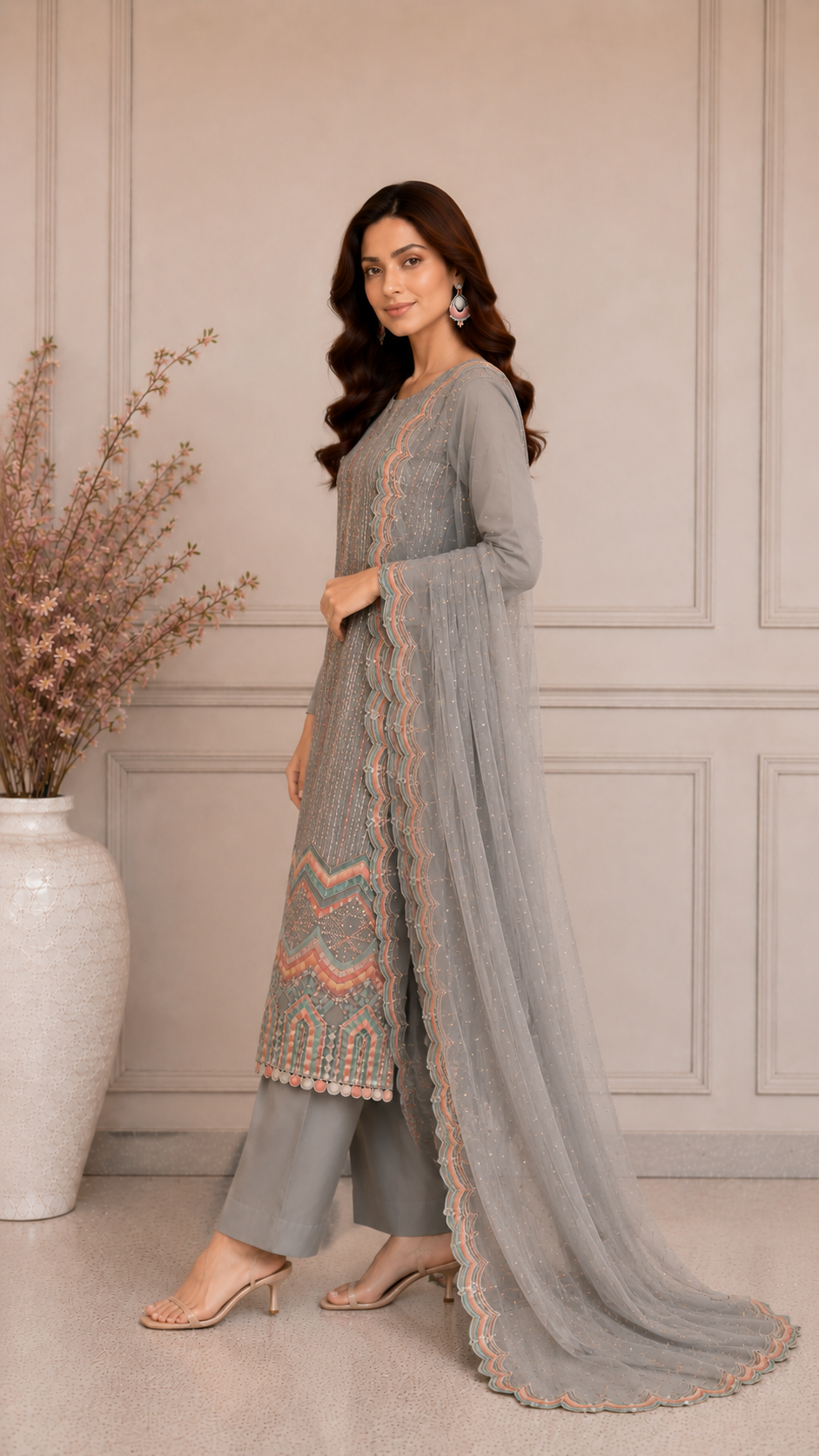 Designer sequence work party wear stylish suit