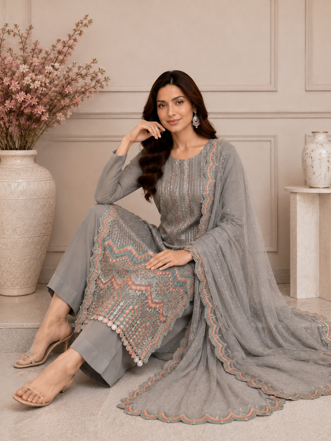 Designer sequence work party wear stylish suit