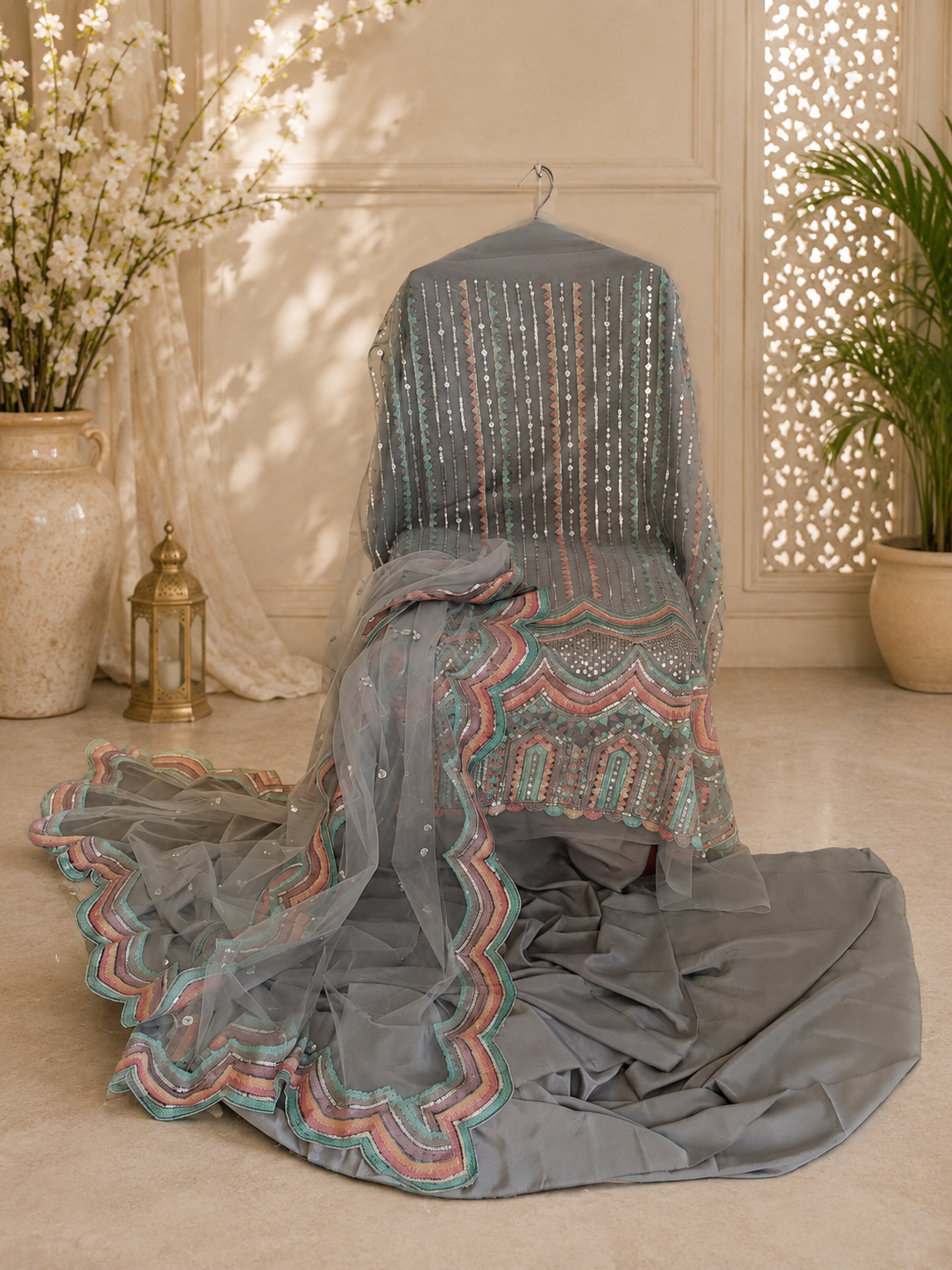 Designer sequence work party wear stylish suit