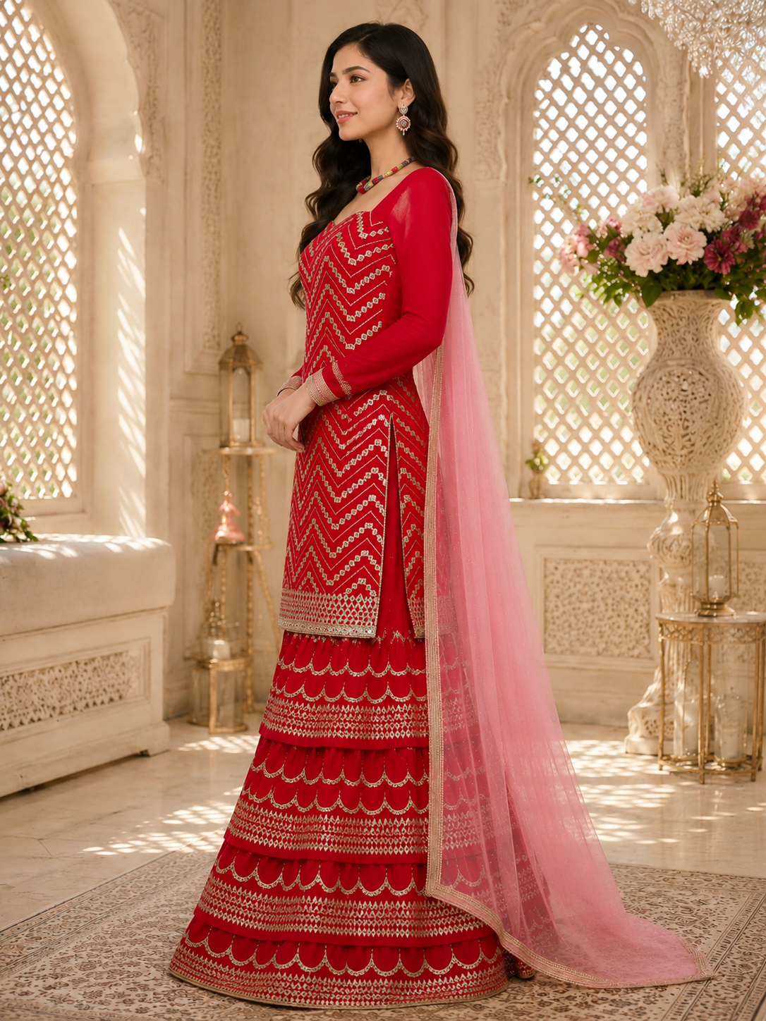 Wedding heavy party wear lehenga/plazzo option dress