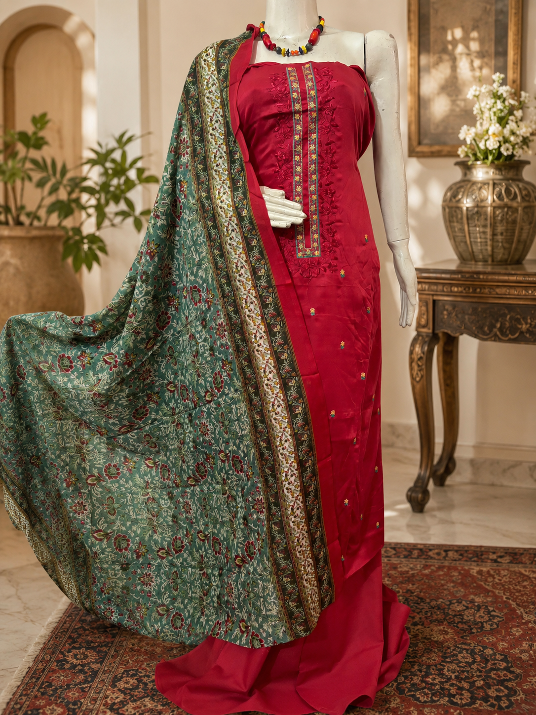 Pure cotton embroidered premium quality cotton dupatta suit