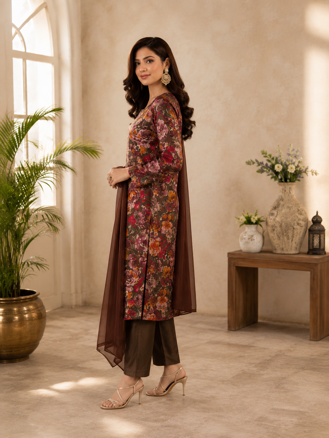 Women's Soft Muslin Printed Suit Set with Chiffon Dupatta | Fully Stitched