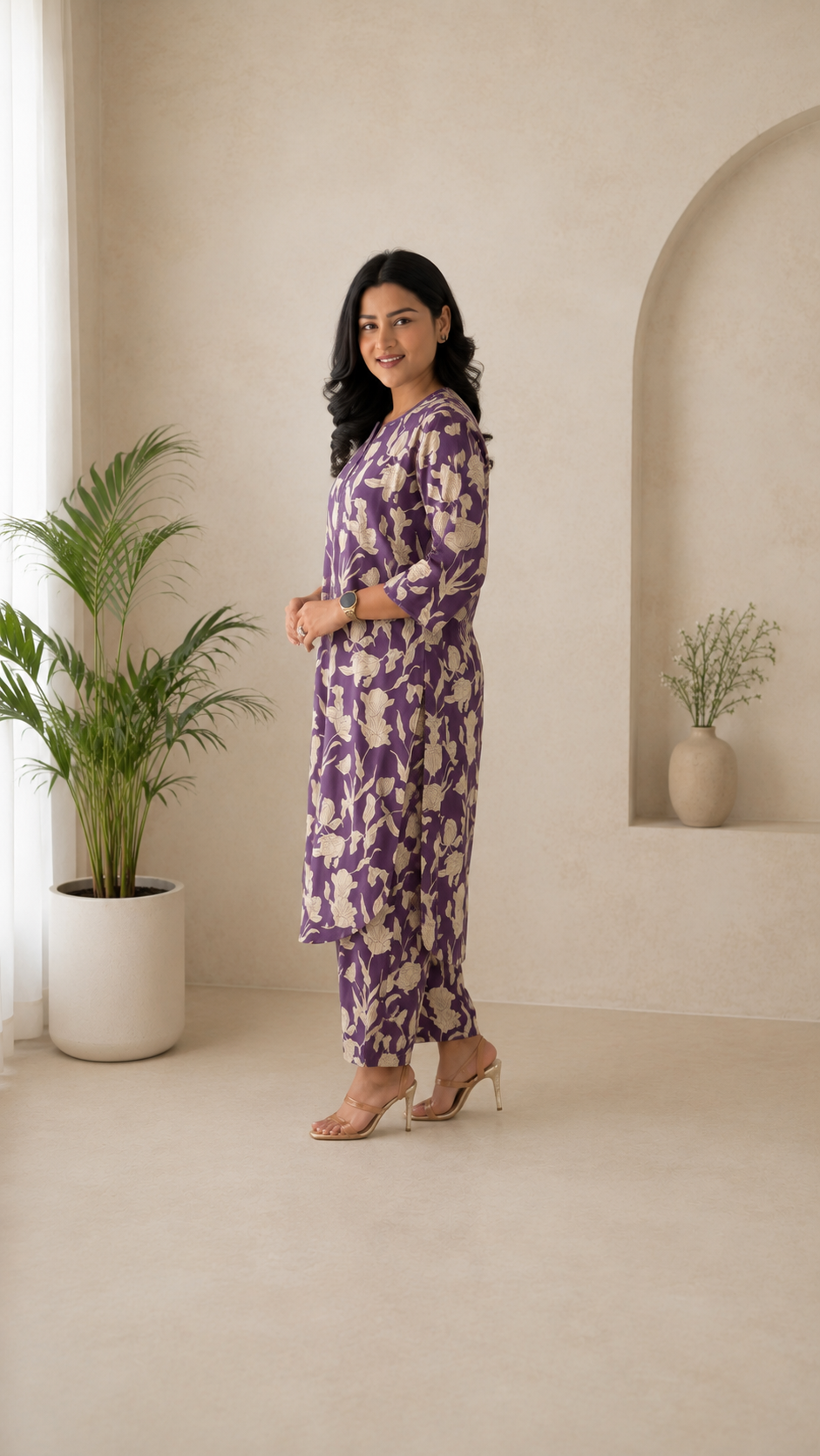 Women's Cotton Printed A-Line Kurta Set | Designer Lace Sleeves | Fully Stitched