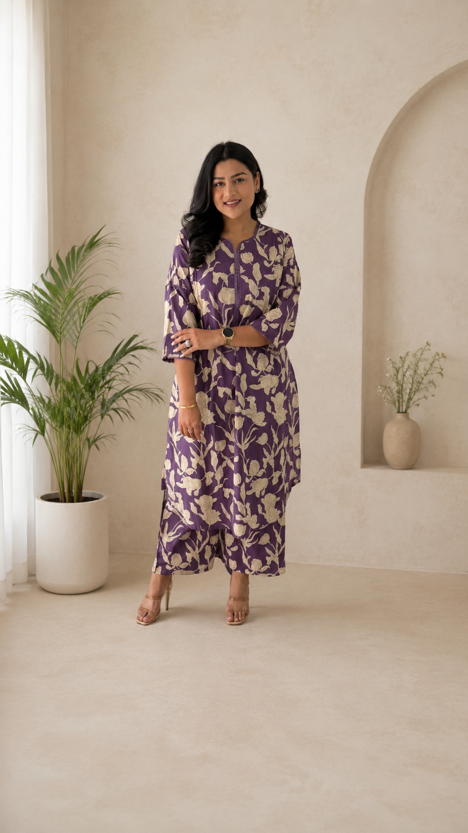 Women's Cotton Printed A-Line Kurta Set | Designer Lace Sleeves | Fully Stitched