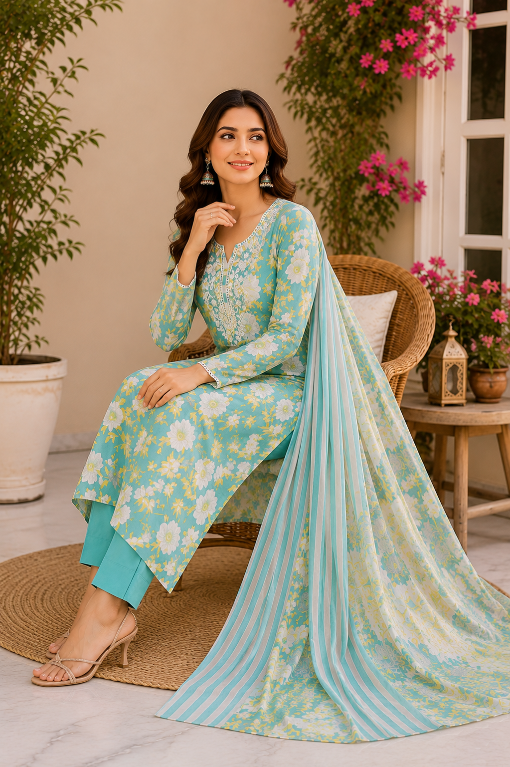 Beautiful floral print with embroidery premium collection