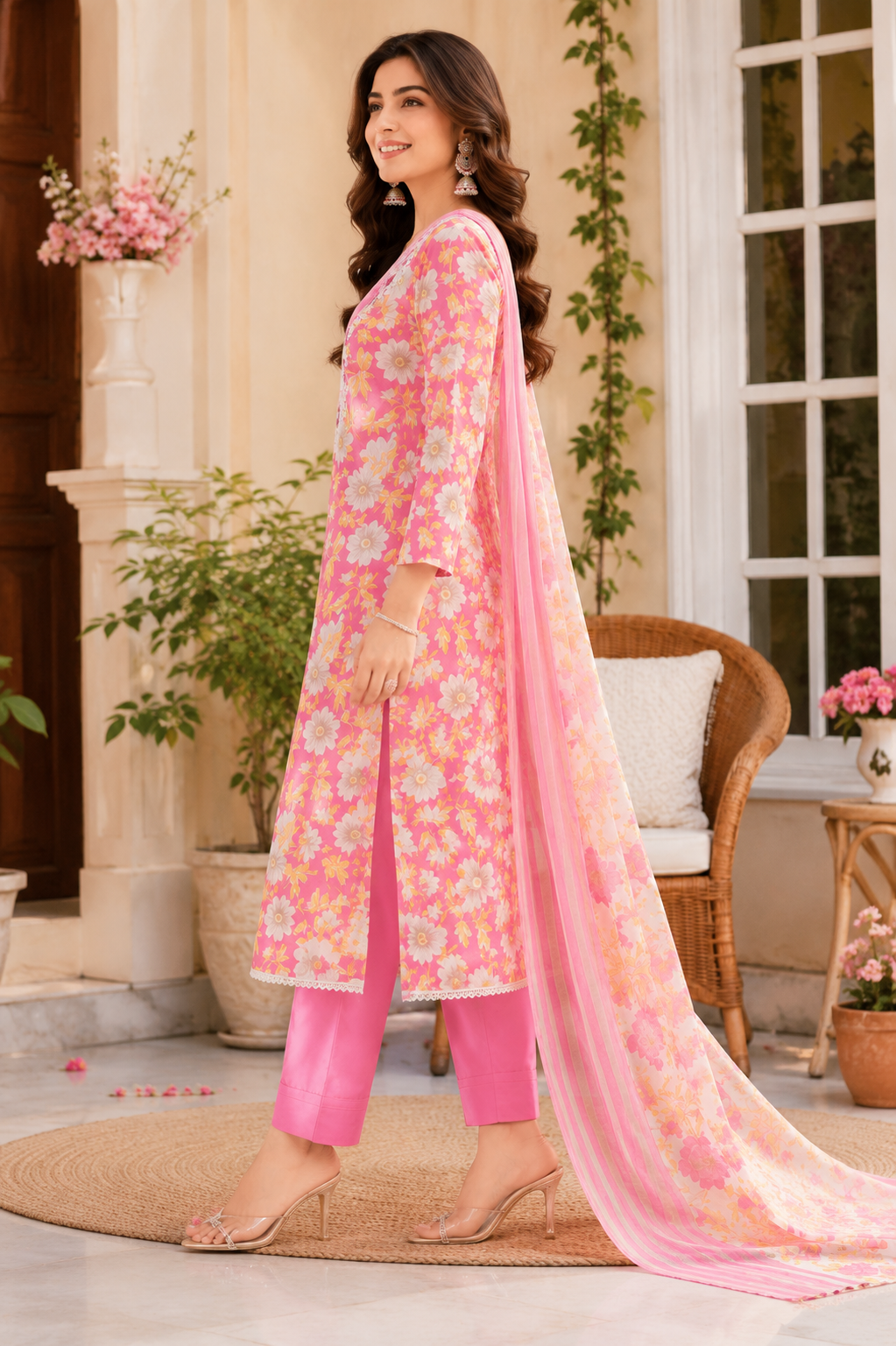 Beautiful floral print with embroidery premium collection
