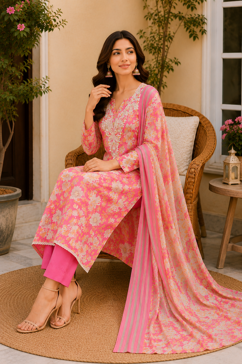 Beautiful floral print with embroidery premium collection