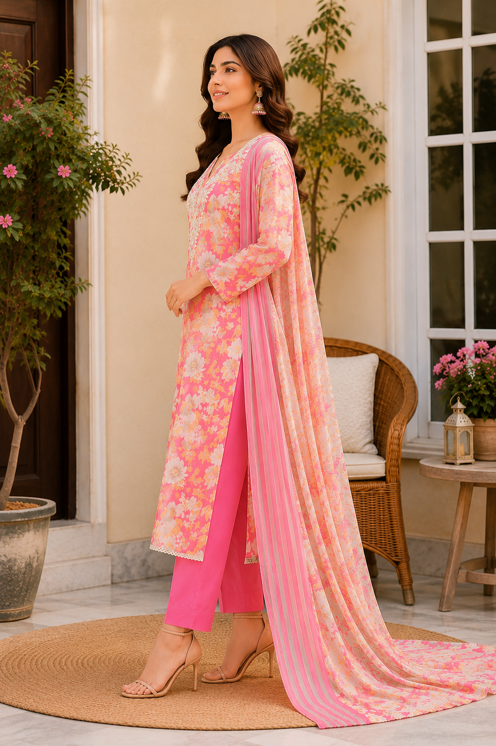 Beautiful floral print with embroidery premium collection