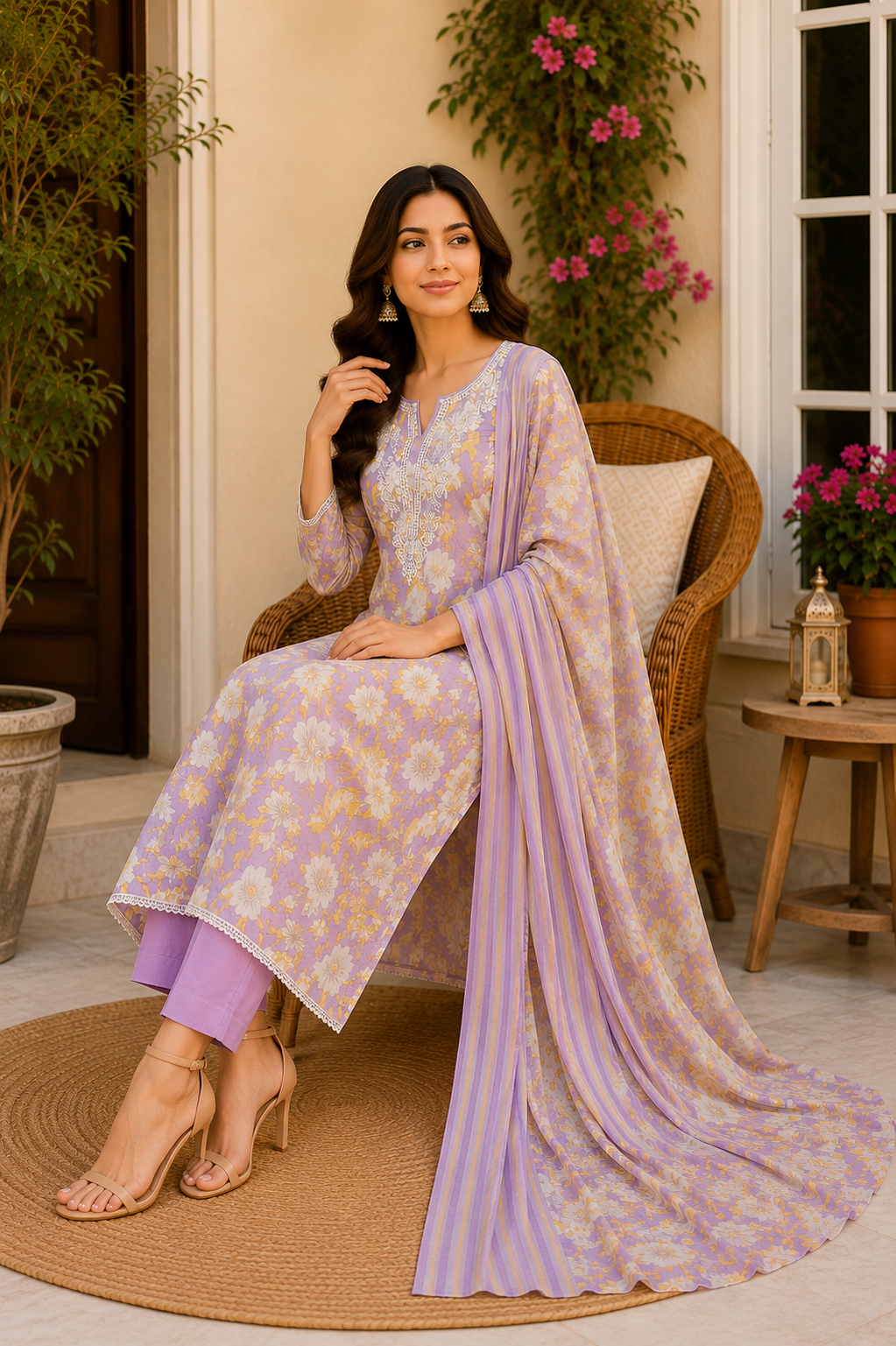 Beautiful floral print with embroidery premium collection