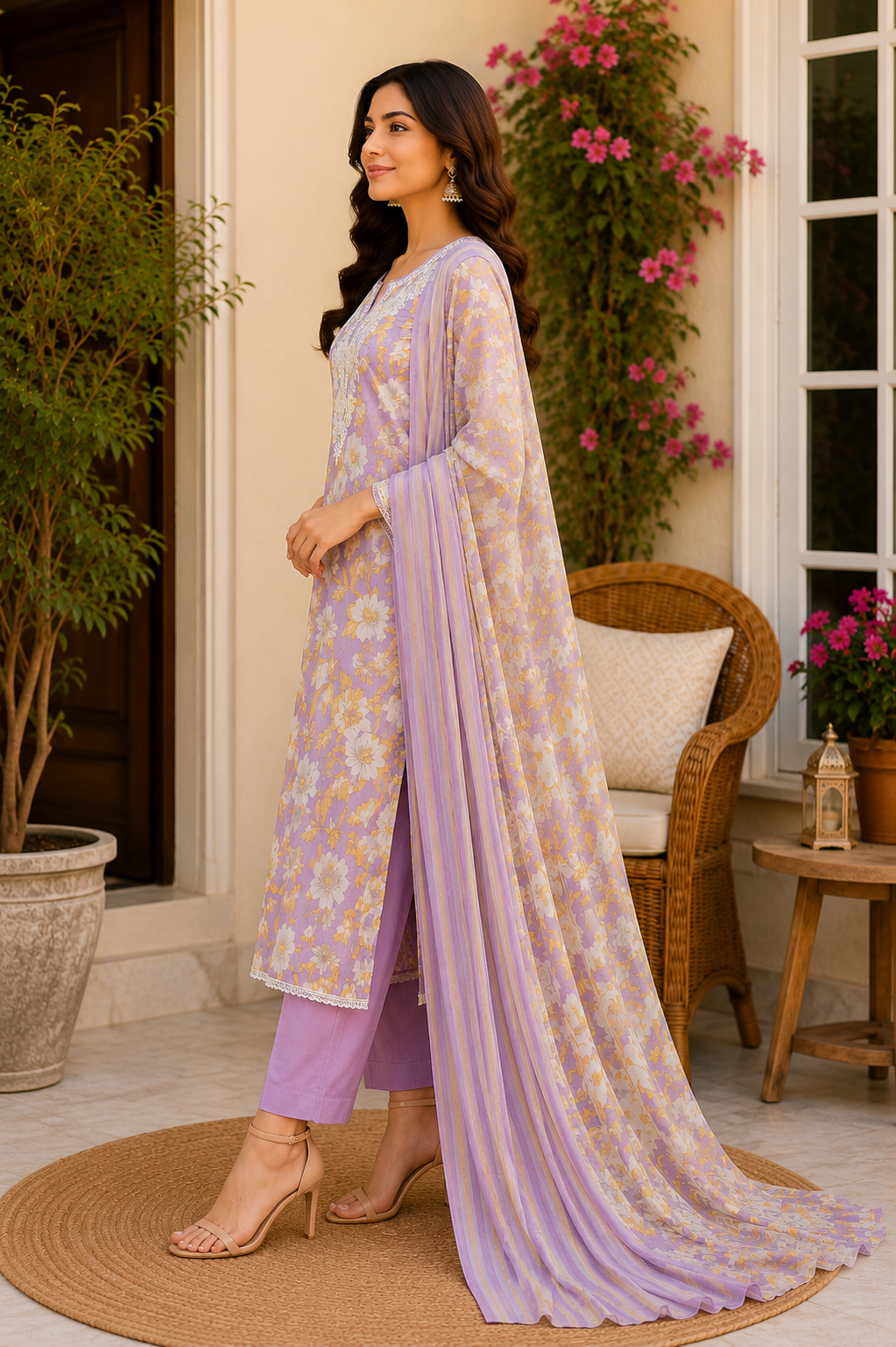 Beautiful floral print with embroidery premium collection