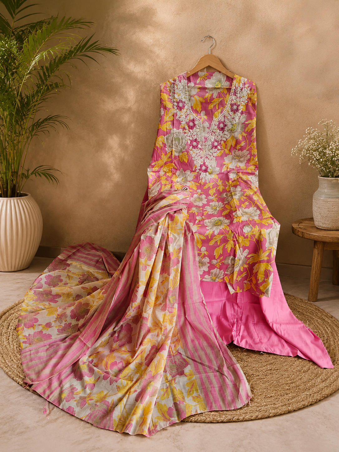 Beautiful floral print with embroidery premium collection