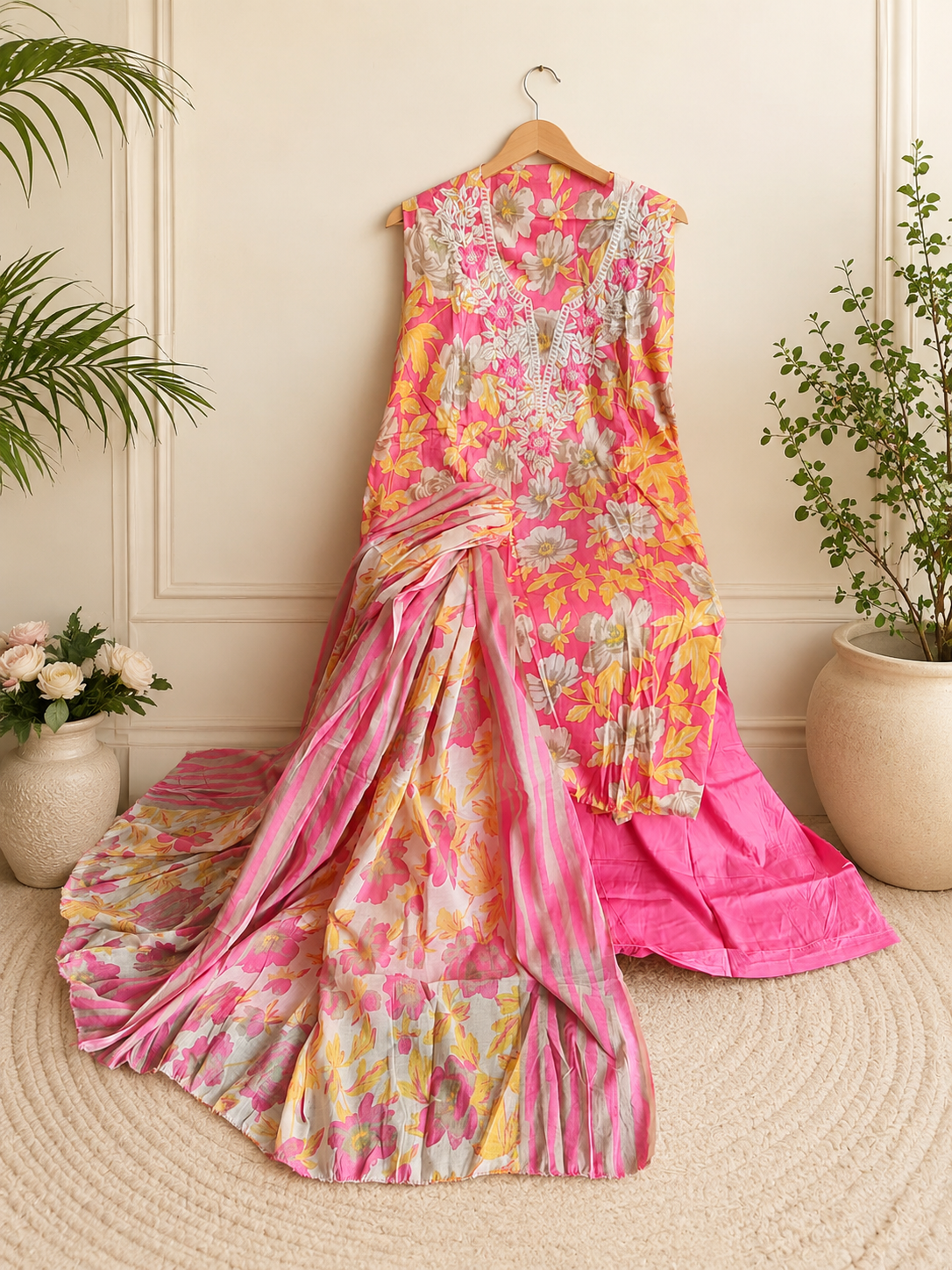 Beautiful floral print with embroidery premium collection