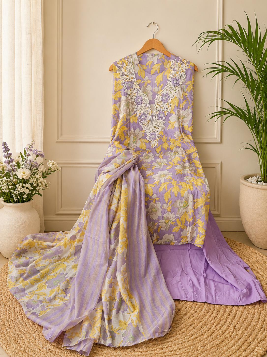 Beautiful floral print with embroidery premium collection