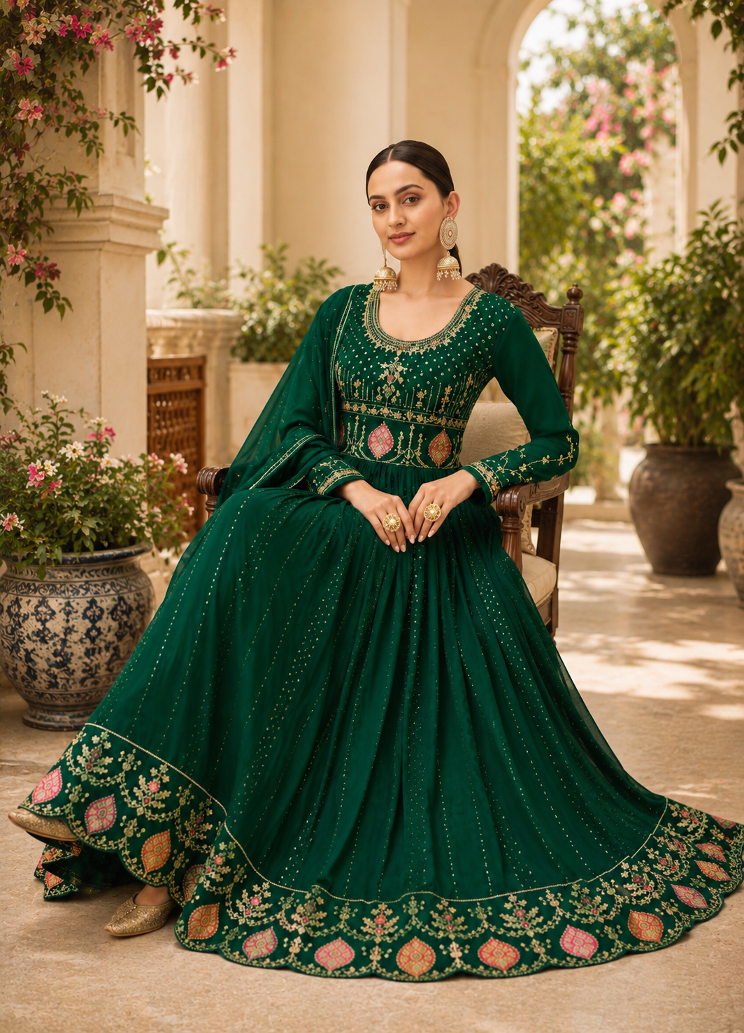 Georgette full flairy party wear dress