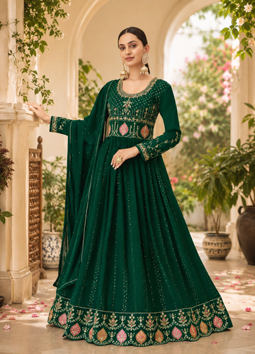 Georgette full flairy party wear dress