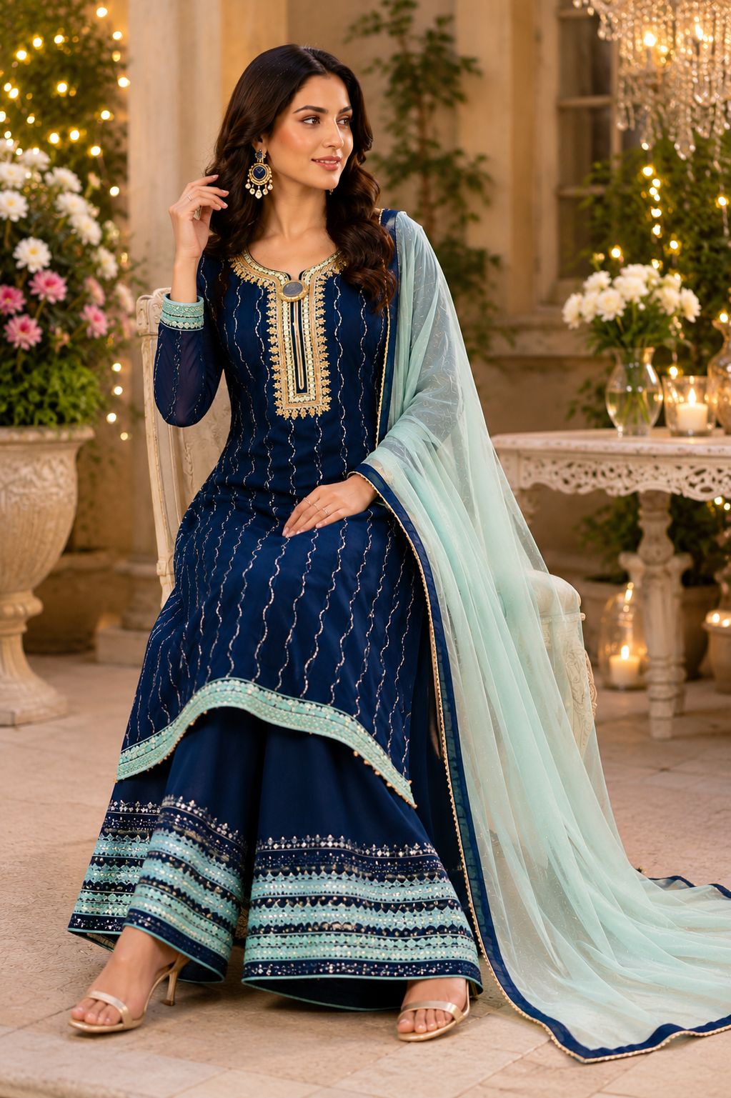 Party wear embroidered georgette suit