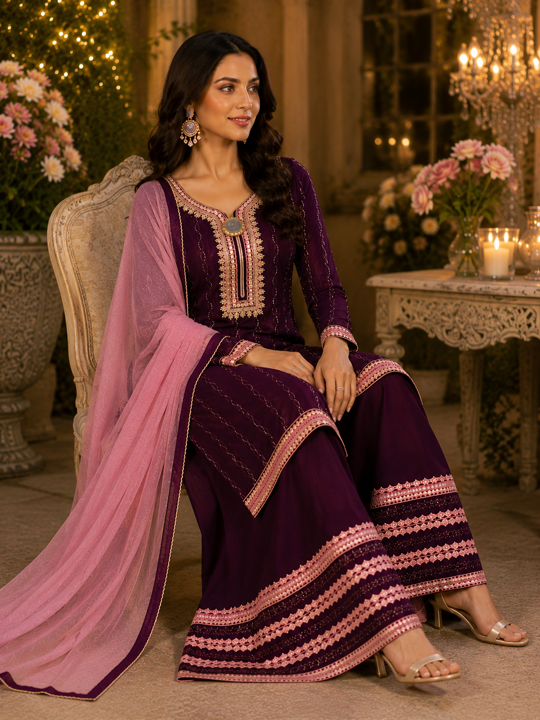 Party wear embroidered georgette suit