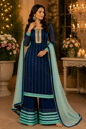 Party wear embroidered georgette suit