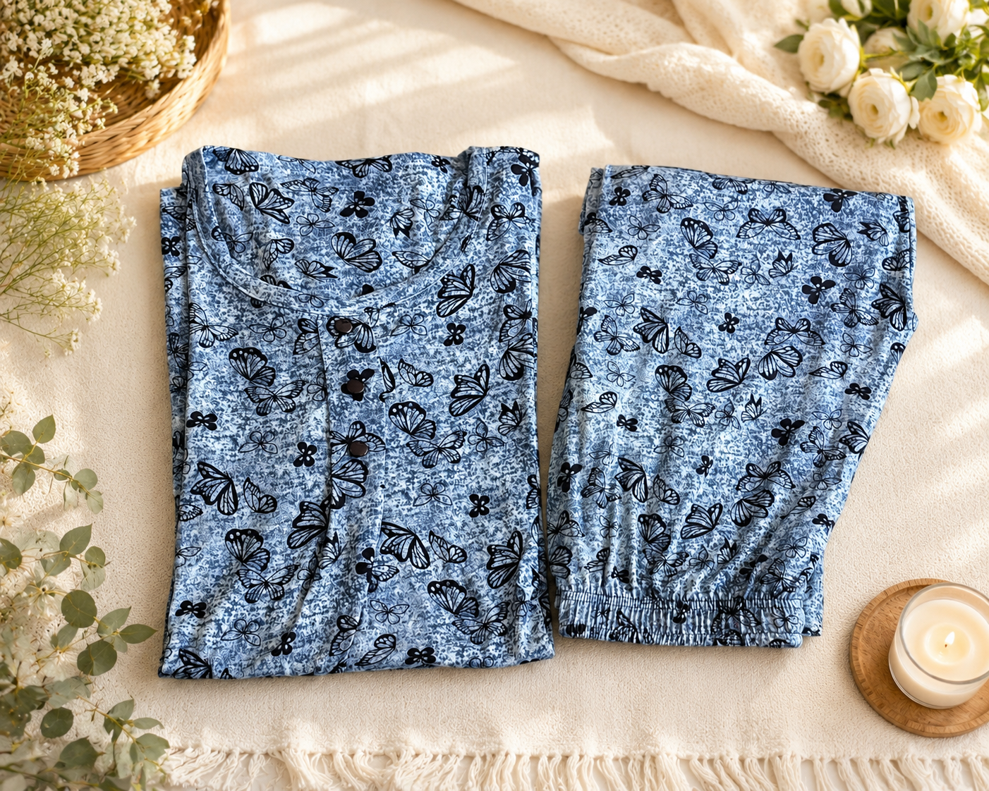 Stretchable print night wear