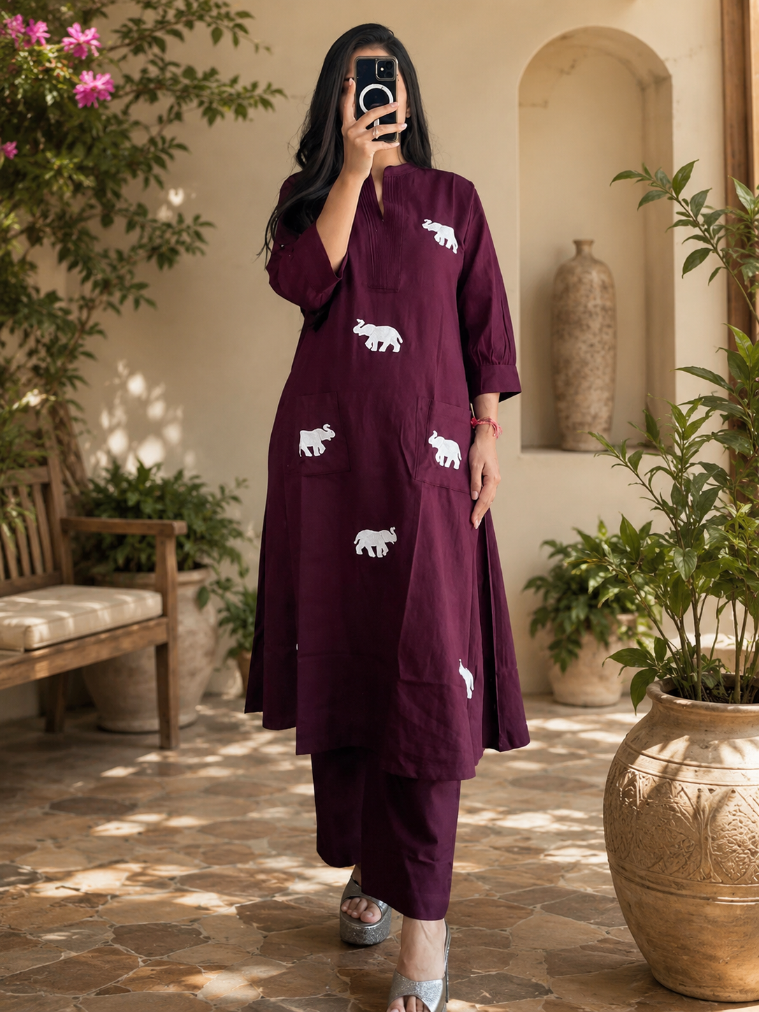 Cotton  embroidered co-ord set