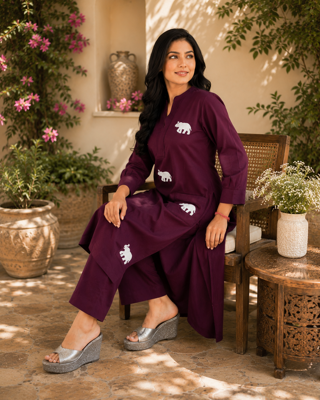 Cotton  embroidered co-ord set