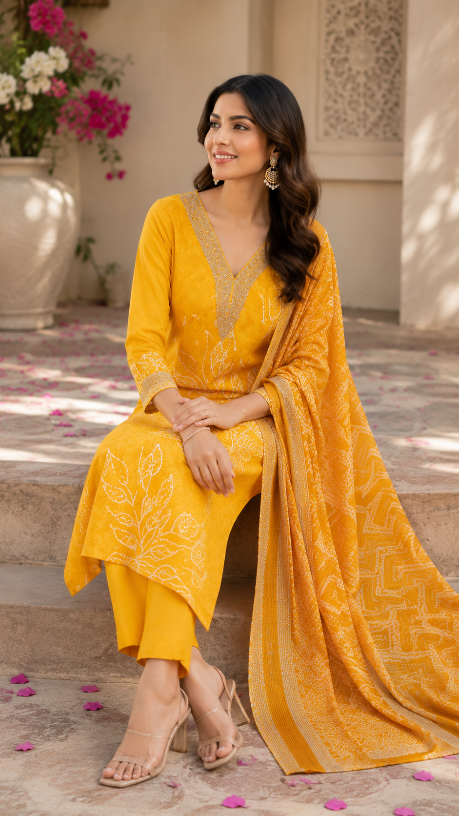 Trending v neck designer pure cotton embroidered  suit