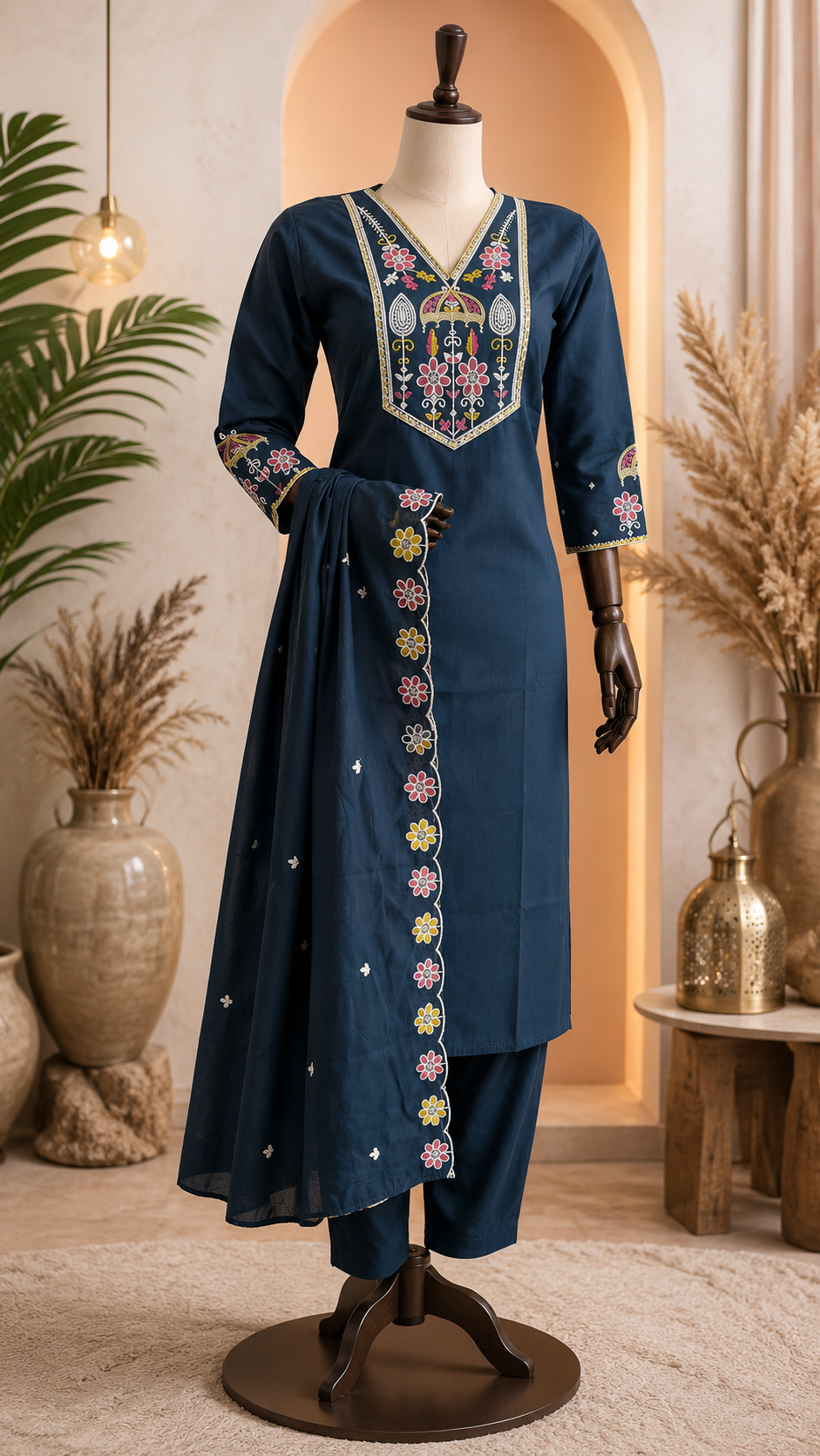 Party wear roman silk stitched suit