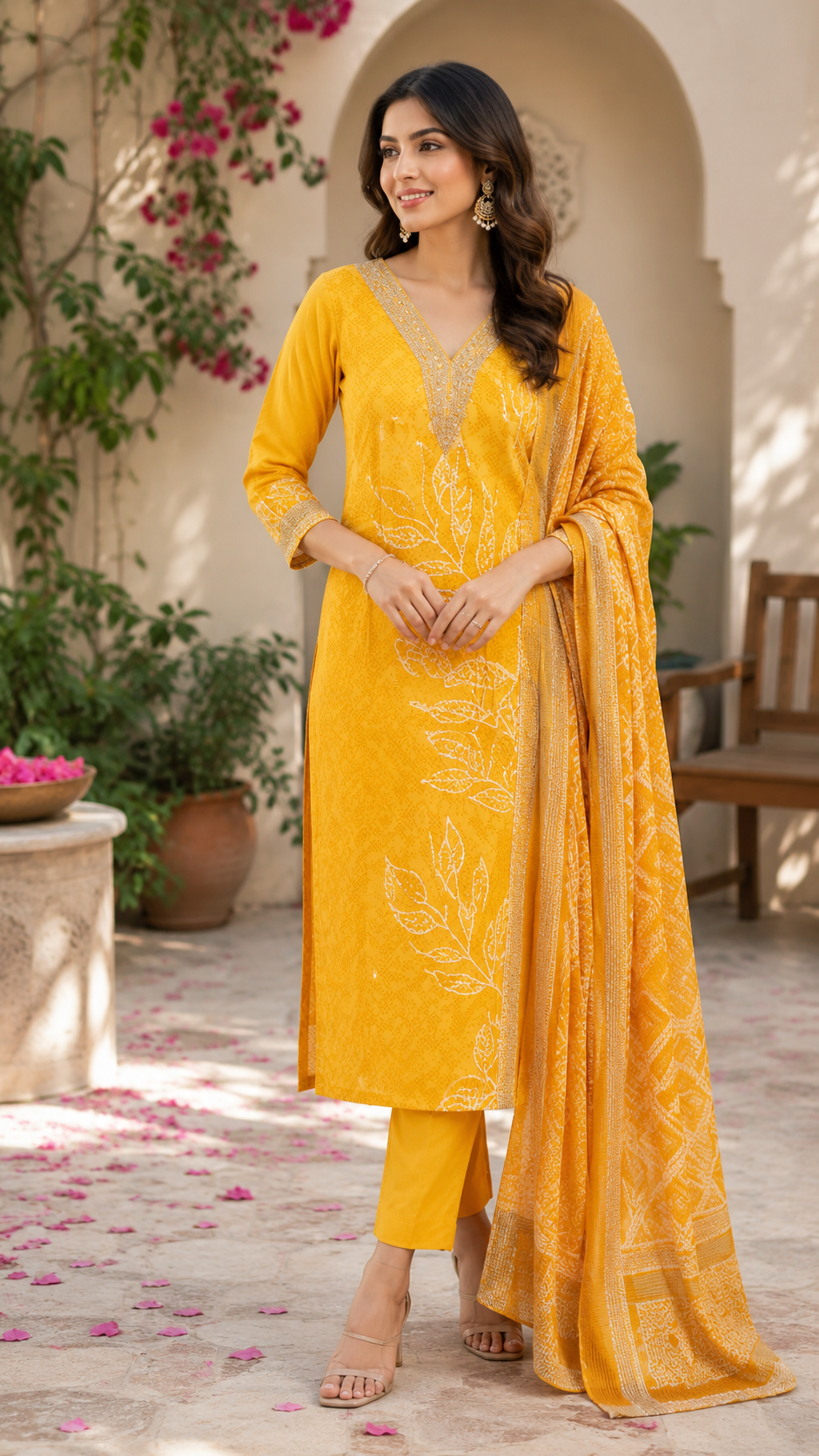 Trending v neck designer pure cotton embroidered  suit
