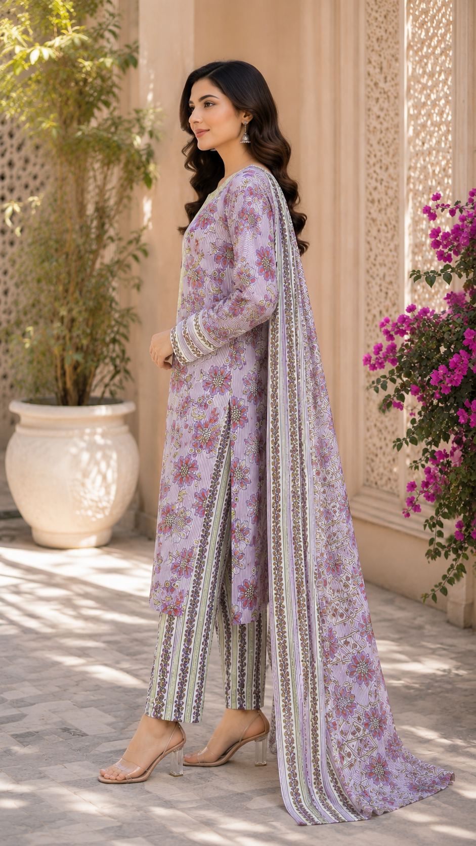 Daily wear/office wear pure cotton kurti, bottom, dupatta set