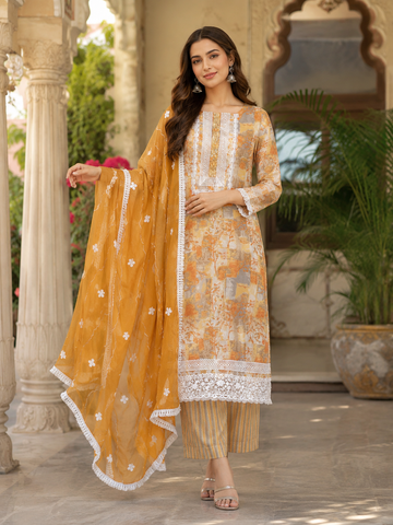 Cotton print with work summerish shade designer suit