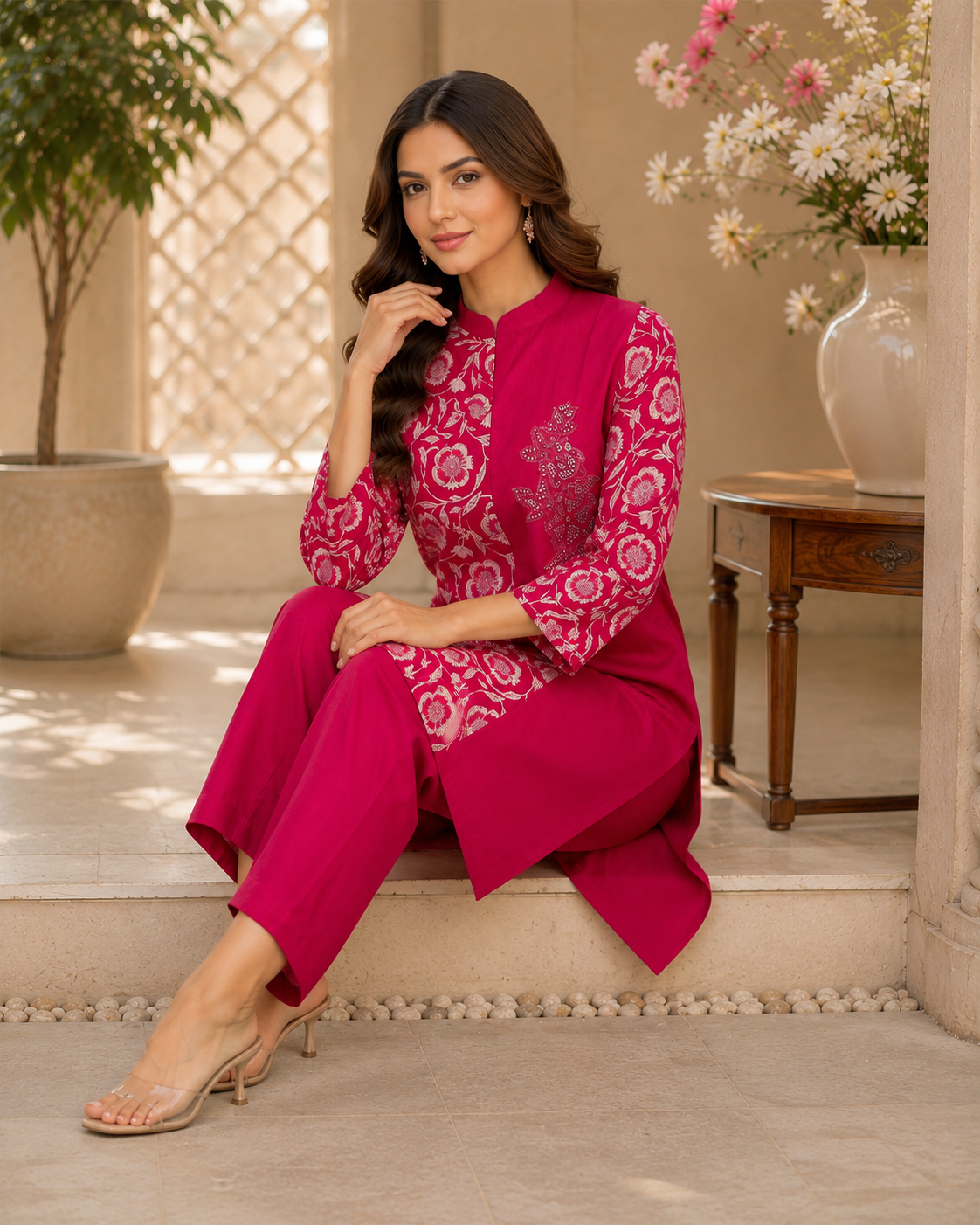 Fancy co-ord set with 3D work