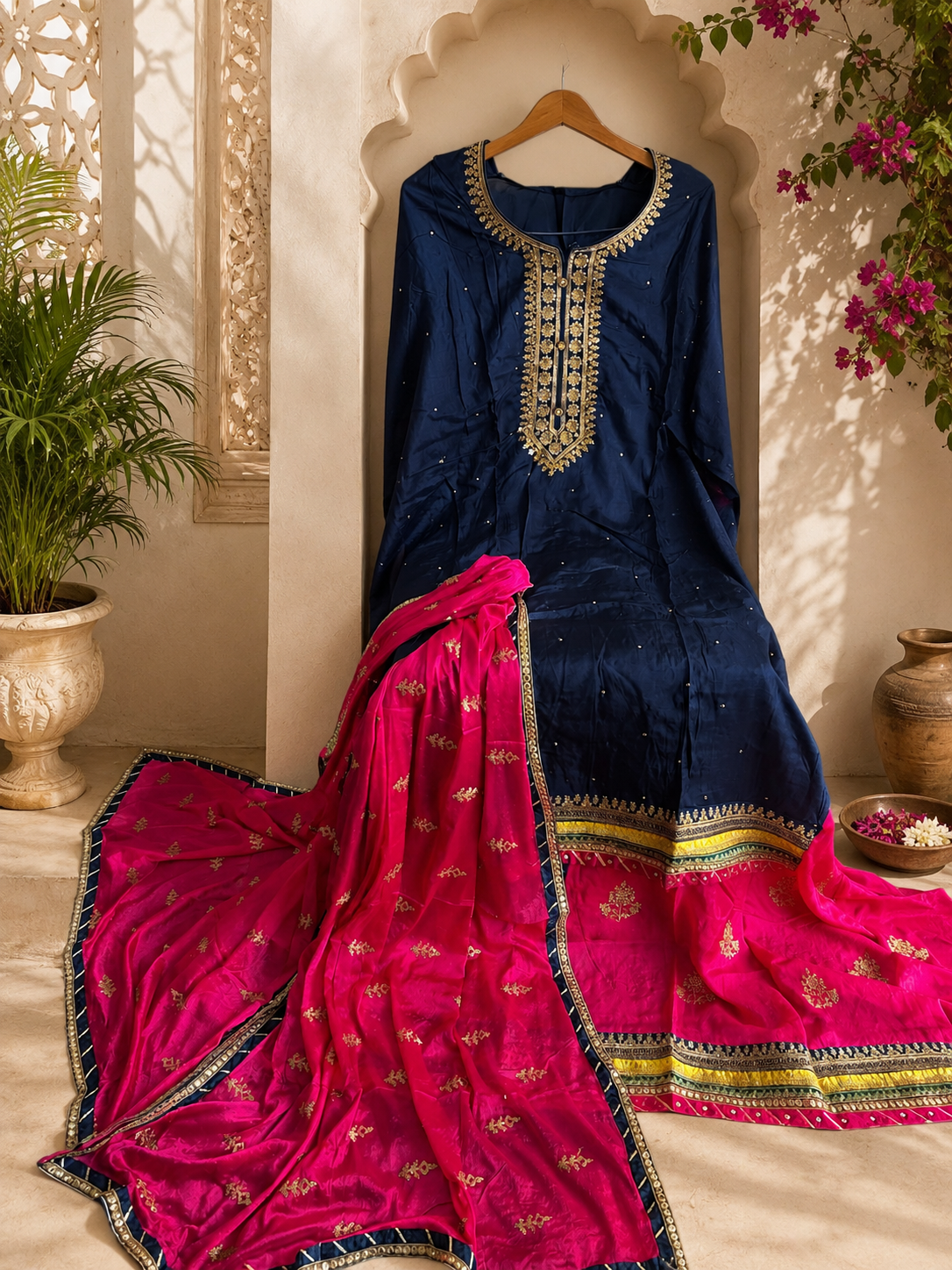Pure opada silk wedding semi stitched suit