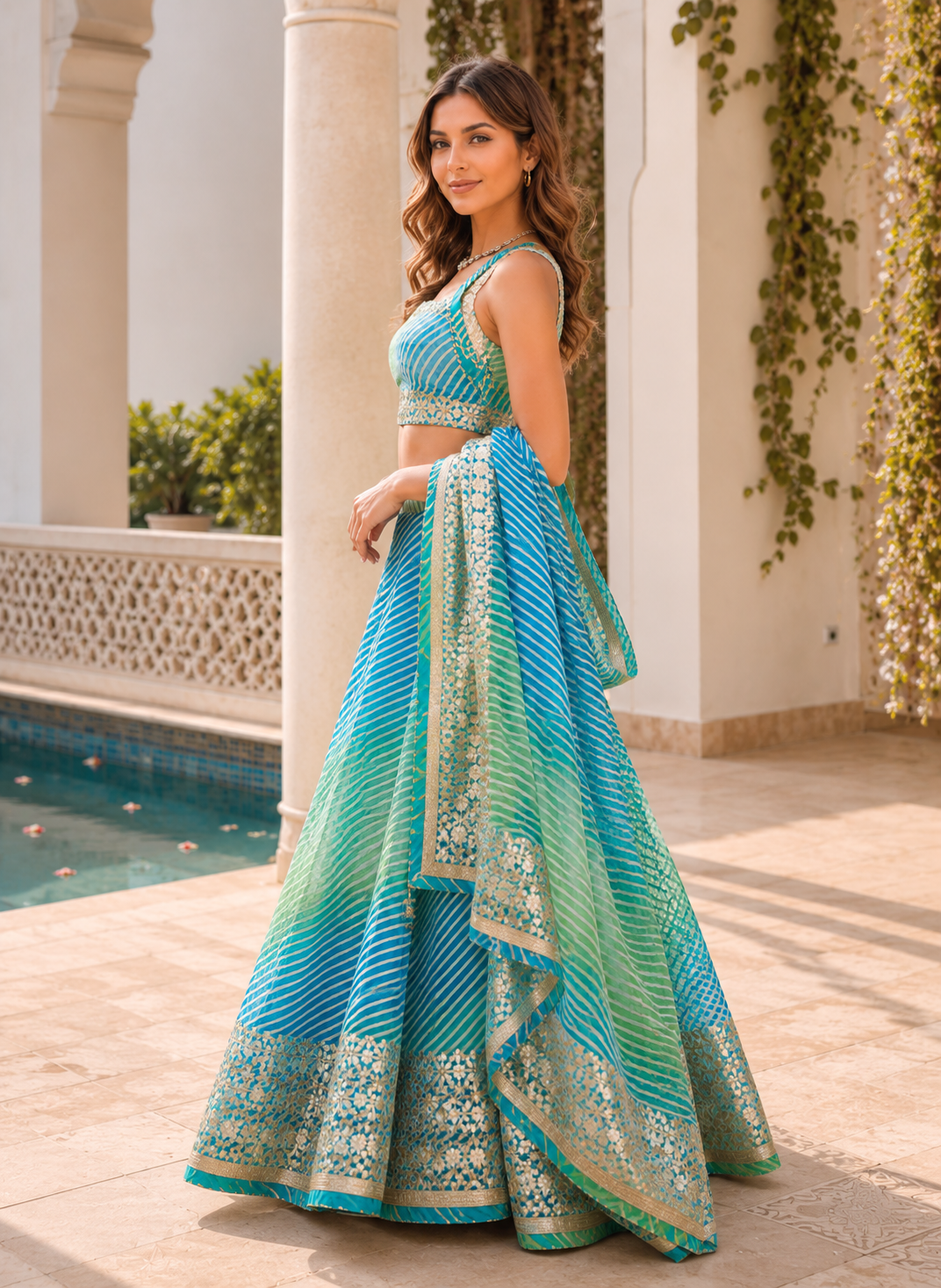 Kotta Check Lehriya Jaipuri Lehenga Choli
