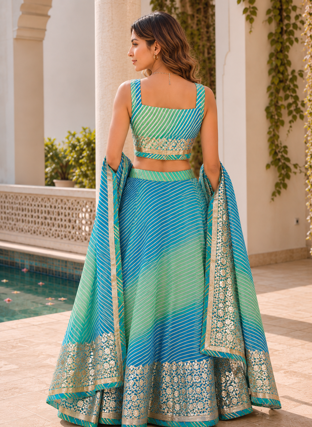 Kotta Check Lehriya Jaipuri Lehenga Choli
