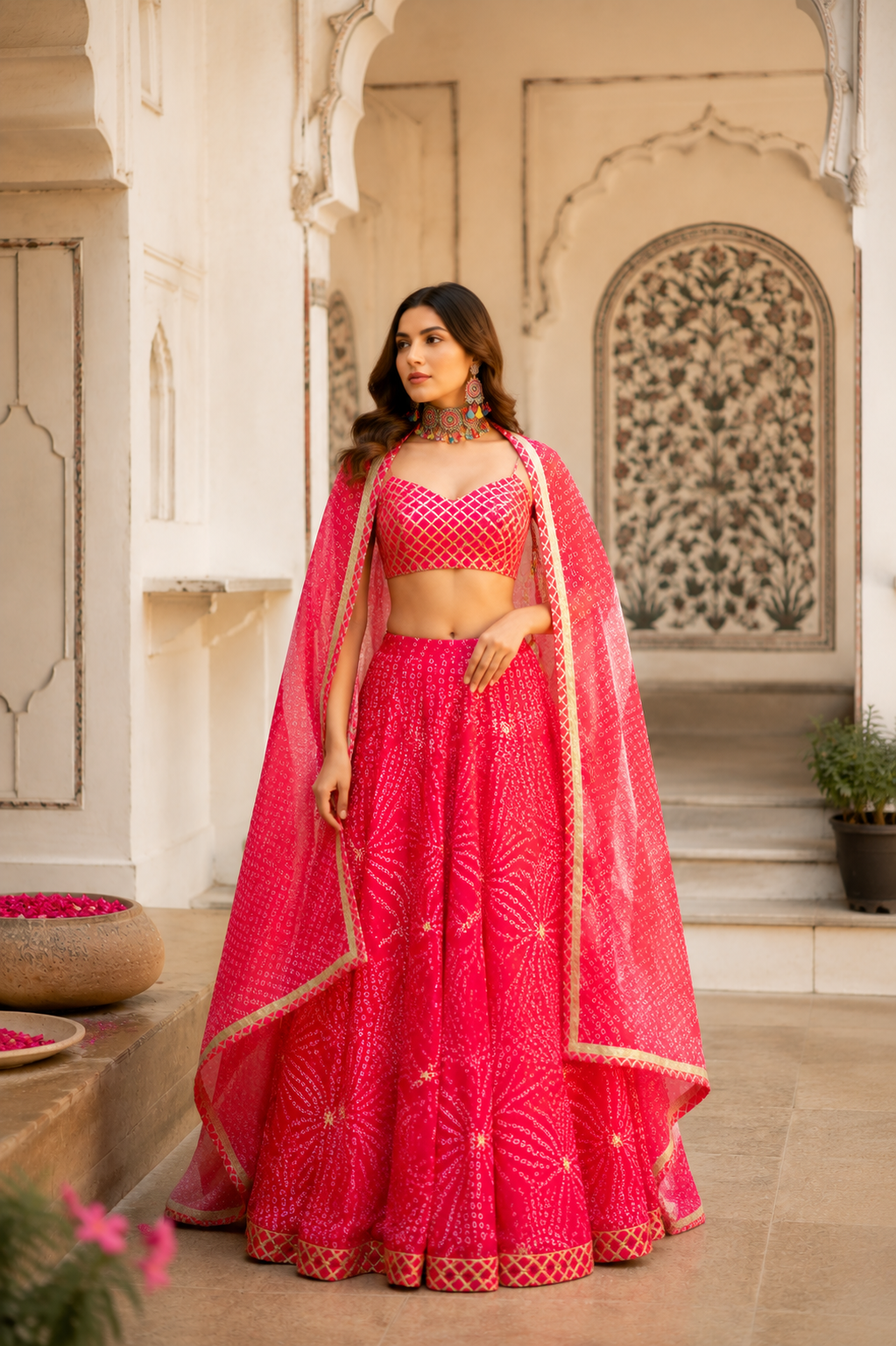 Pink Double Layer Lehenga