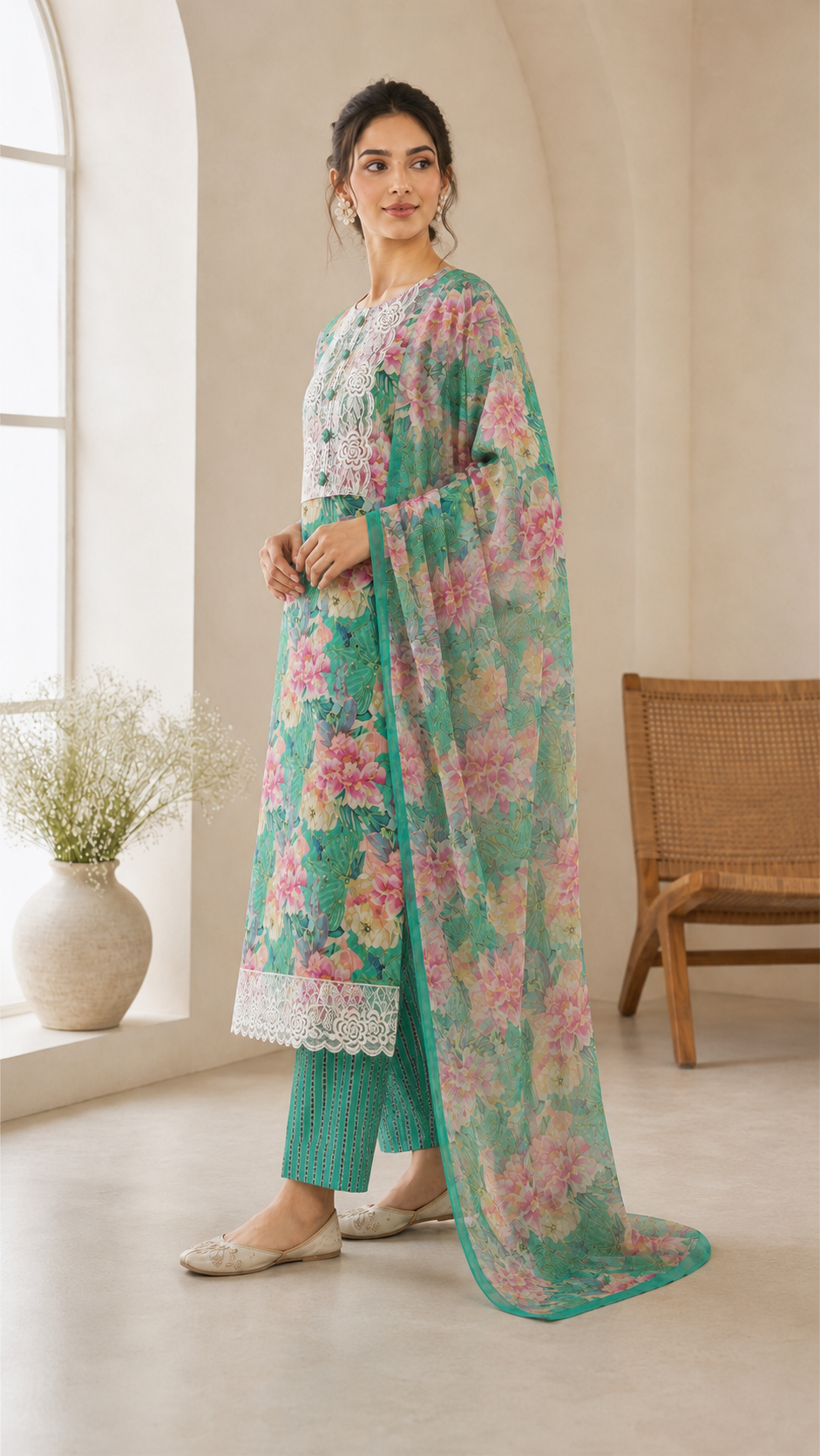 Pure cotton unstitched  floral print best price suit