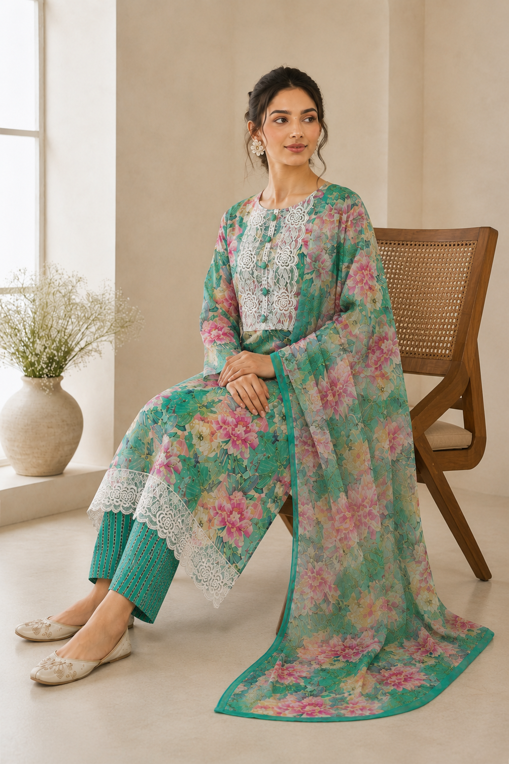Pure cotton unstitched  floral print best price suit