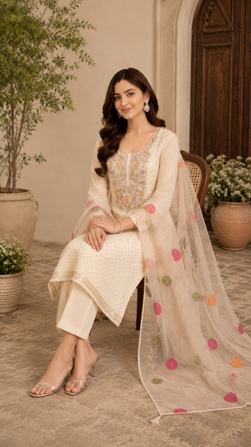 Semi stitched designer modal silk zari weaving suit with designer organza dupatta