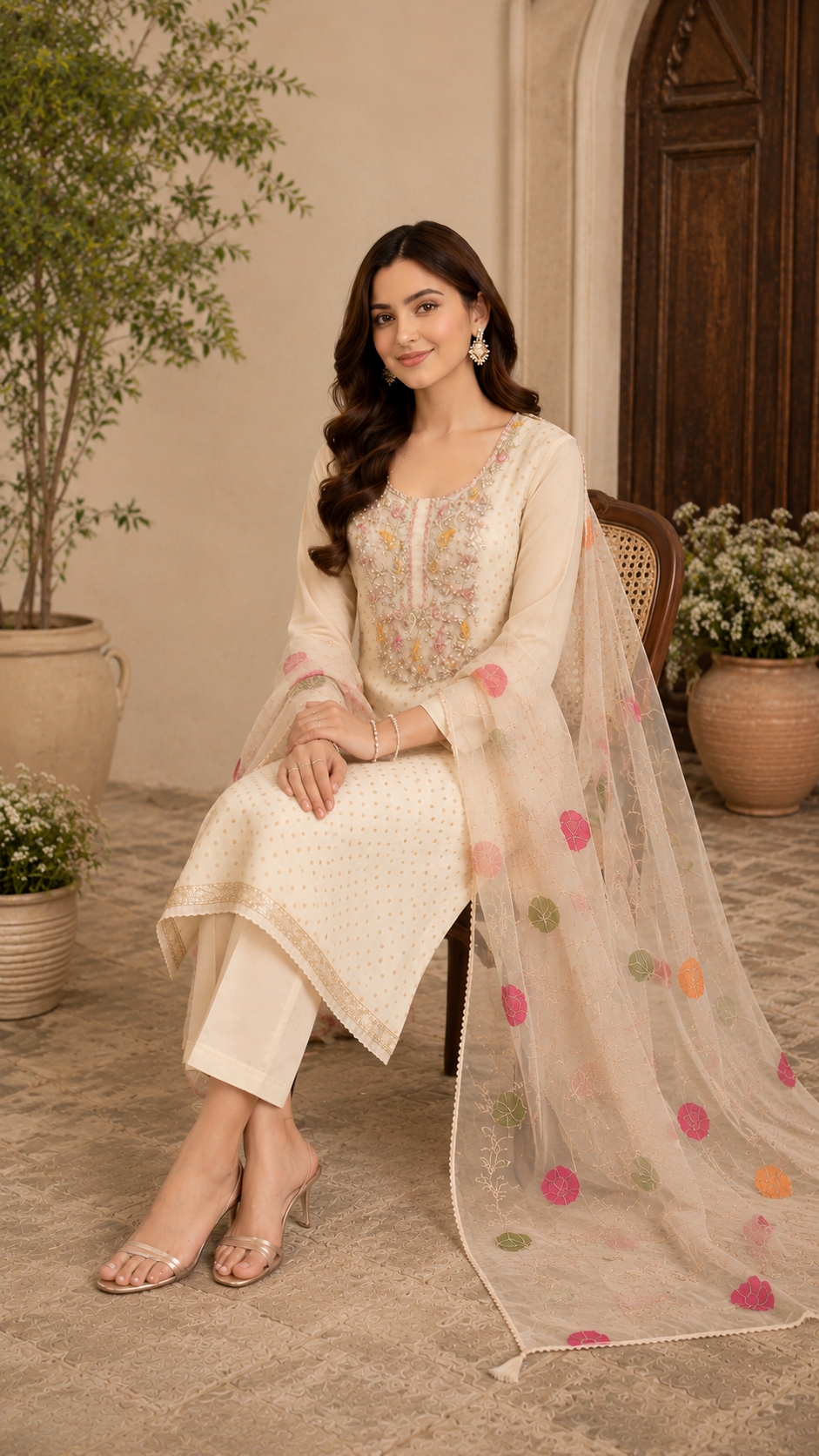 Semi stitched designer modal silk zari weaving suit with designer organza dupatta